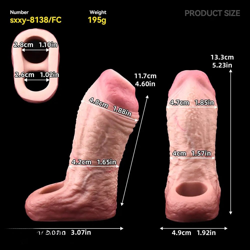 Flesh hollow-tip silicone dildo sleeve, photo 7