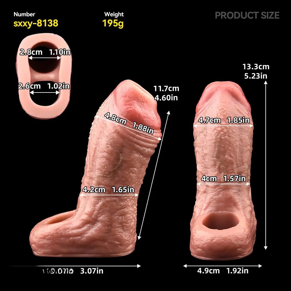 Flesh hollow-tip silicone dildo sleeve, photo 8
