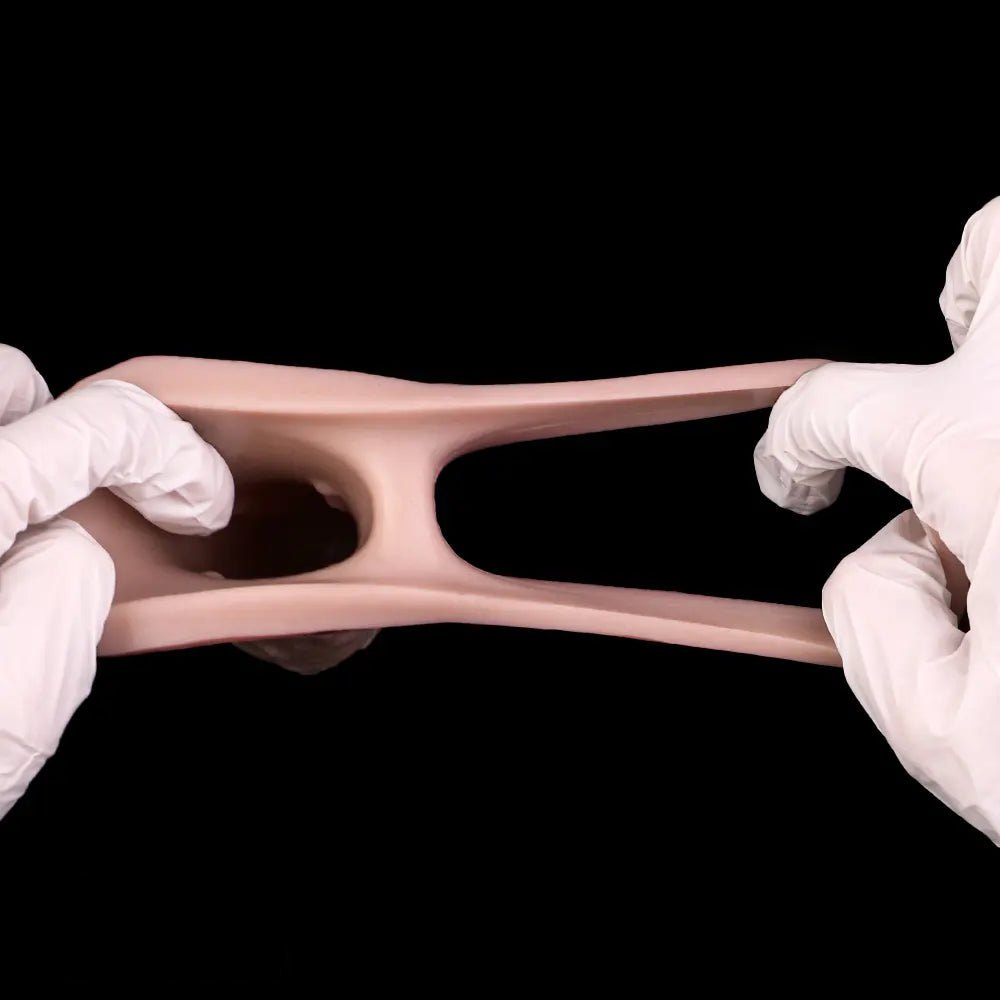 Flesh-tone veined silicone dildo sleeve, photo 12