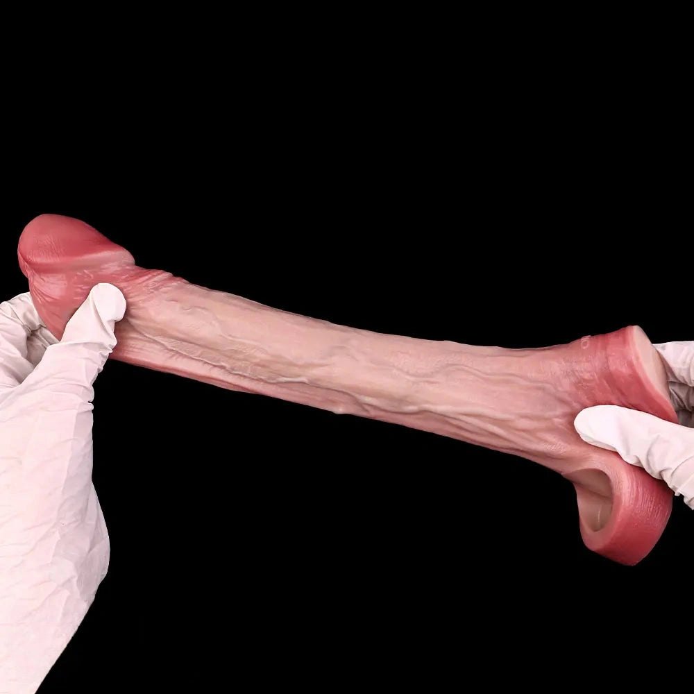 Flesh-tone veined silicone dildo sleeve, photo 9