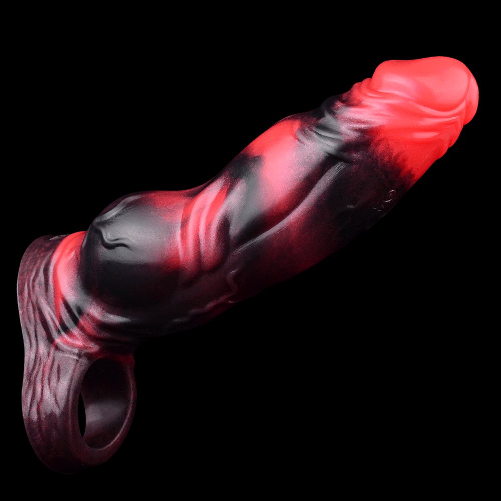 Red silicone hollow cock sleeve ring, photo 12