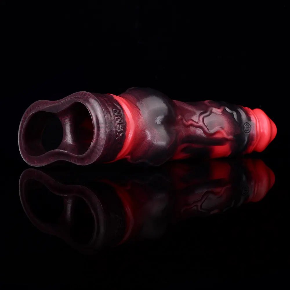 Red silicone hollow cock sleeve ring, photo 15