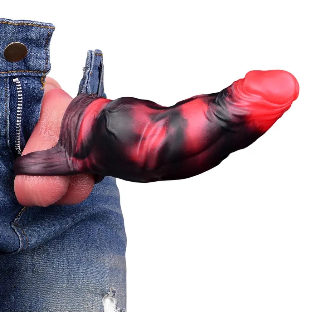 Red silicone hollow cock sleeve ring, photo 4