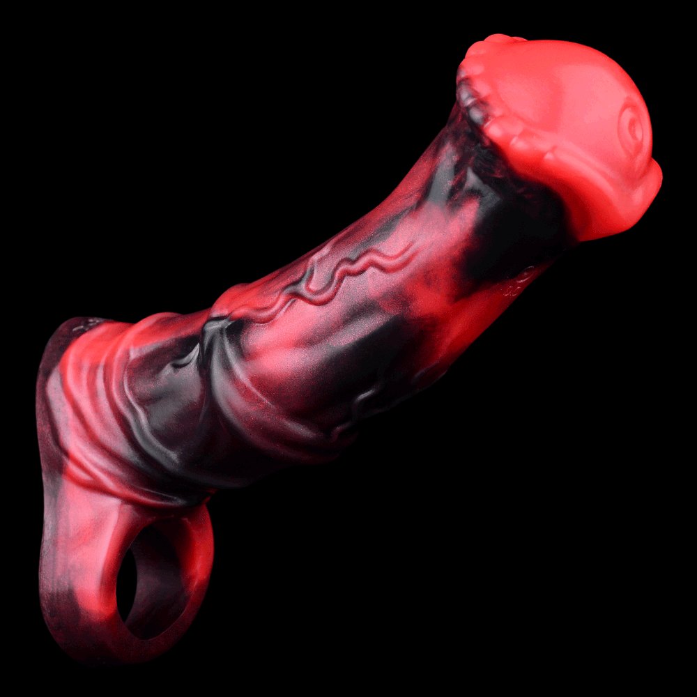 Red hollow vibrating dildo sleeve, photo 10
