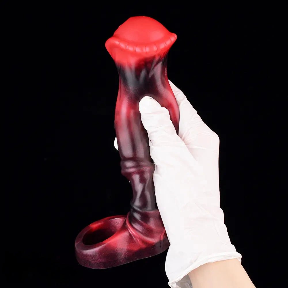 Red hollow vibrating dildo sleeve, photo 11