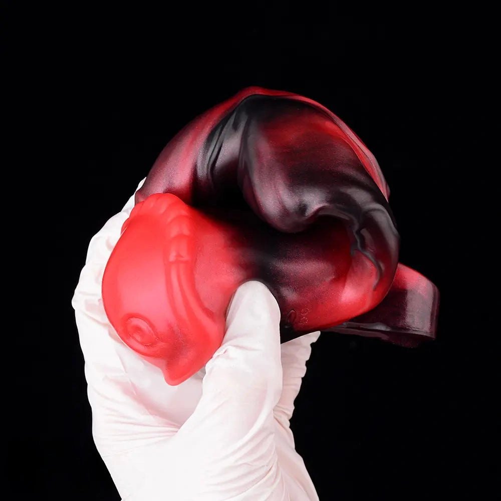 Red hollow vibrating dildo sleeve, photo 12
