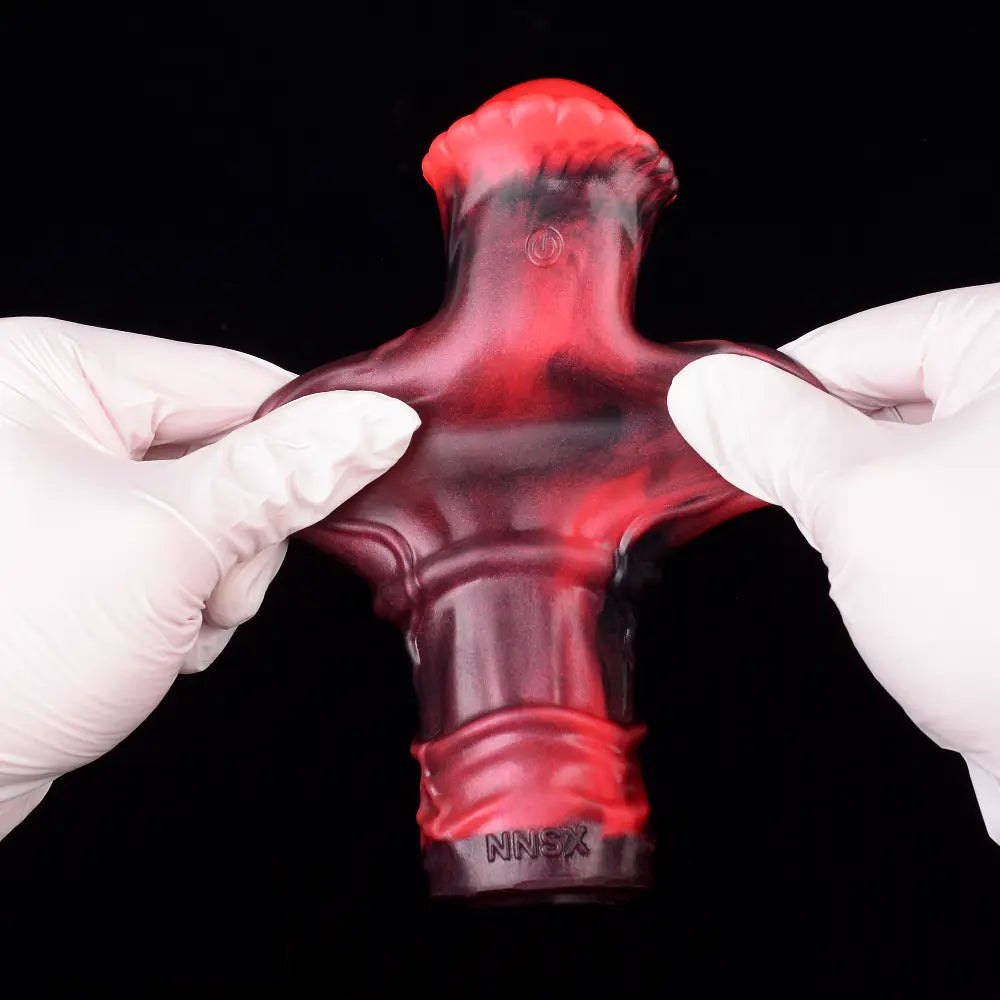 Red hollow vibrating dildo sleeve, photo 13