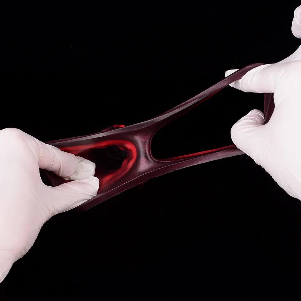 Red hollow vibrating dildo sleeve, photo 14
