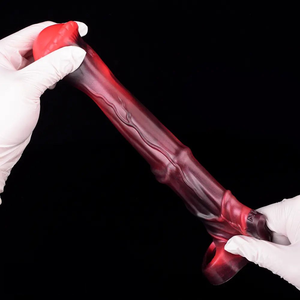 Red hollow vibrating dildo sleeve, photo 15