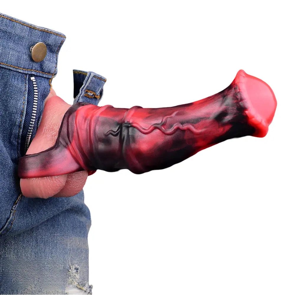 Red hollow vibrating dildo sleeve, photo 7