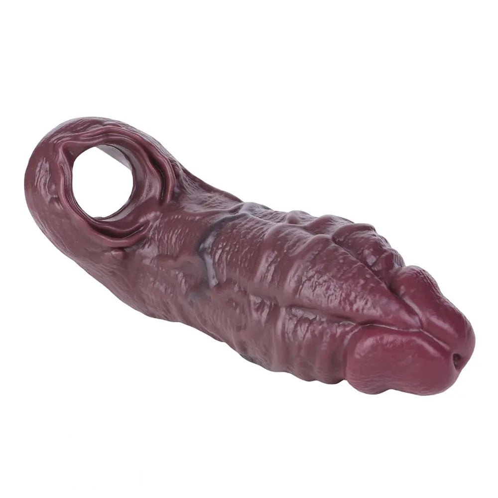Coffee brown wearable silicone penis sleeve, photo 10