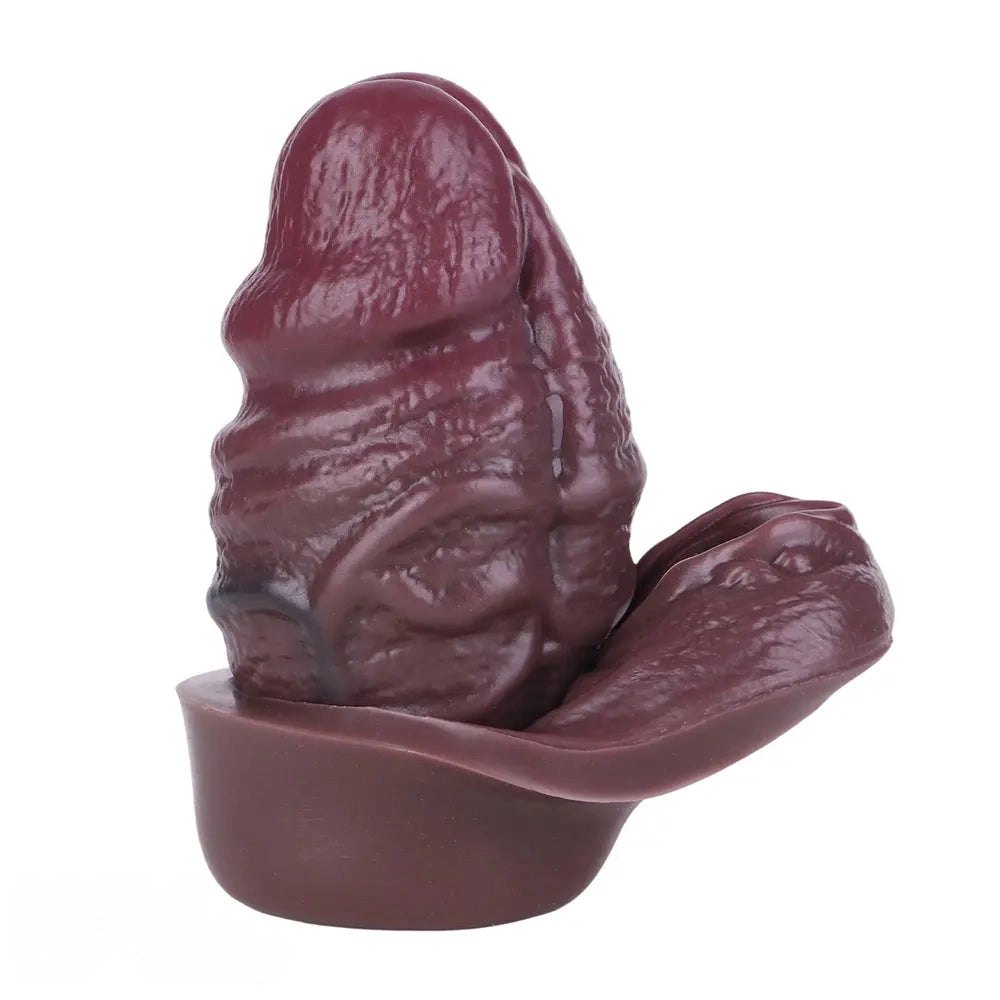 Coffee brown wearable silicone penis sleeve, photo 11