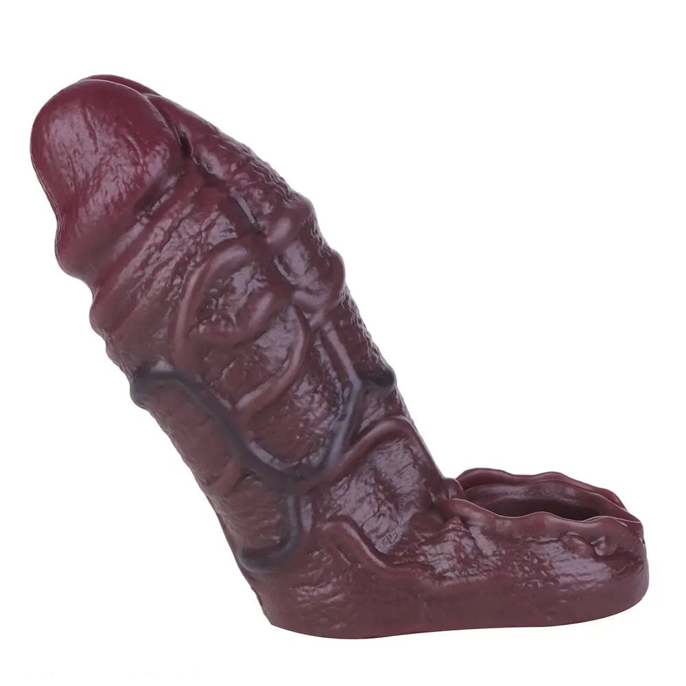 Coffee brown wearable silicone penis sleeve, photo 4