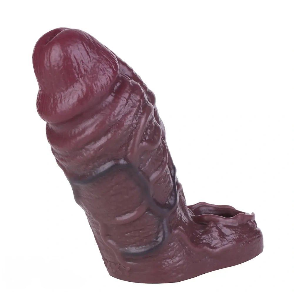 Coffee brown wearable silicone penis sleeve, photo 5
