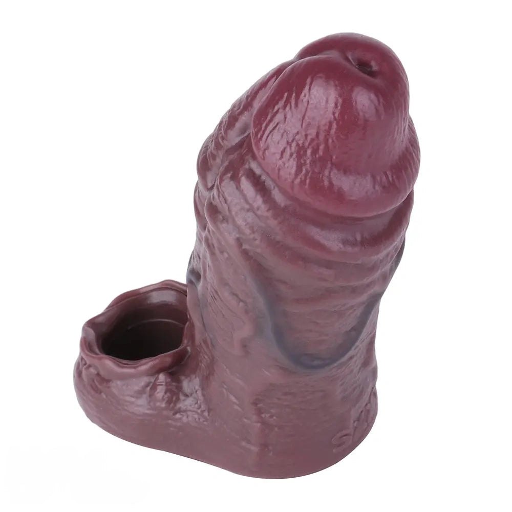 Coffee brown wearable silicone penis sleeve, photo 9