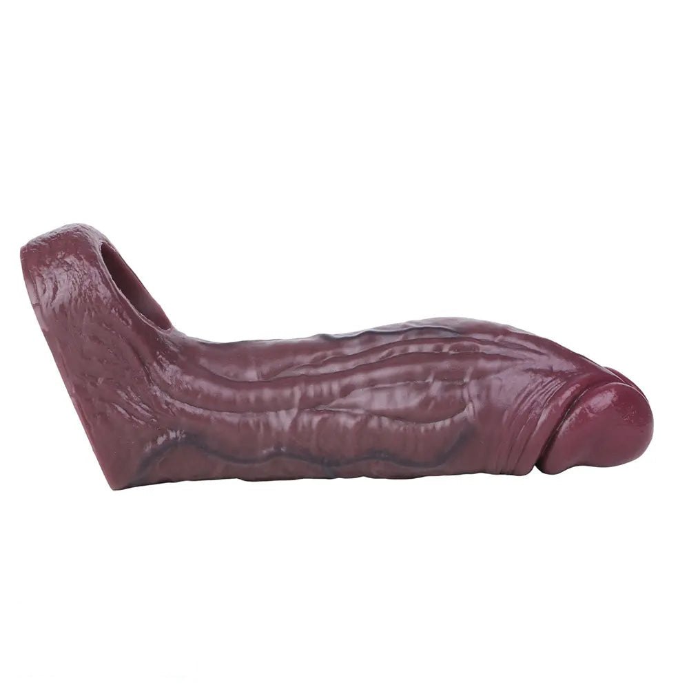 Coffee hollow wearable silicone dildo sleeve, photo 14