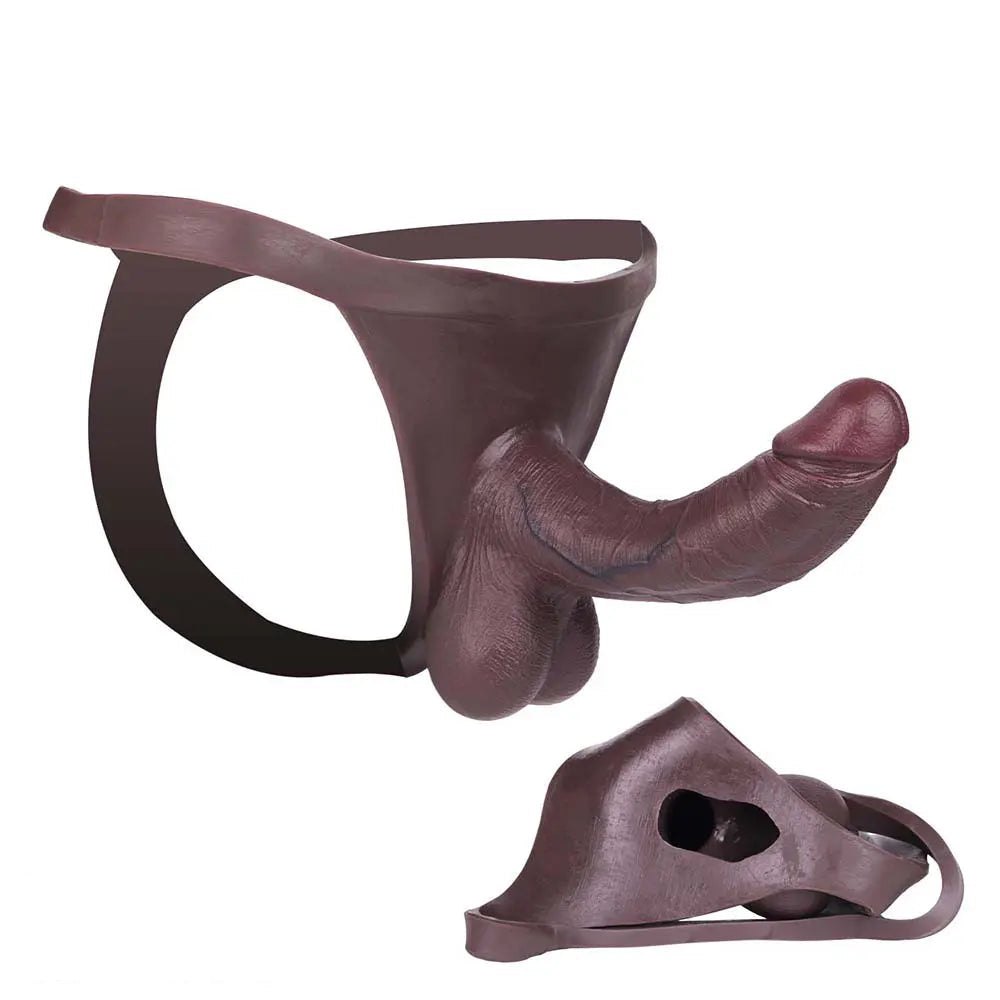 Coffee brown hollow strap-on dildo, photo 1