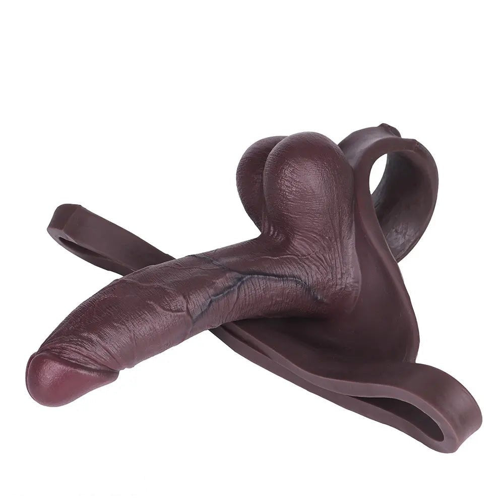 Coffee brown hollow strap-on dildo, photo 14