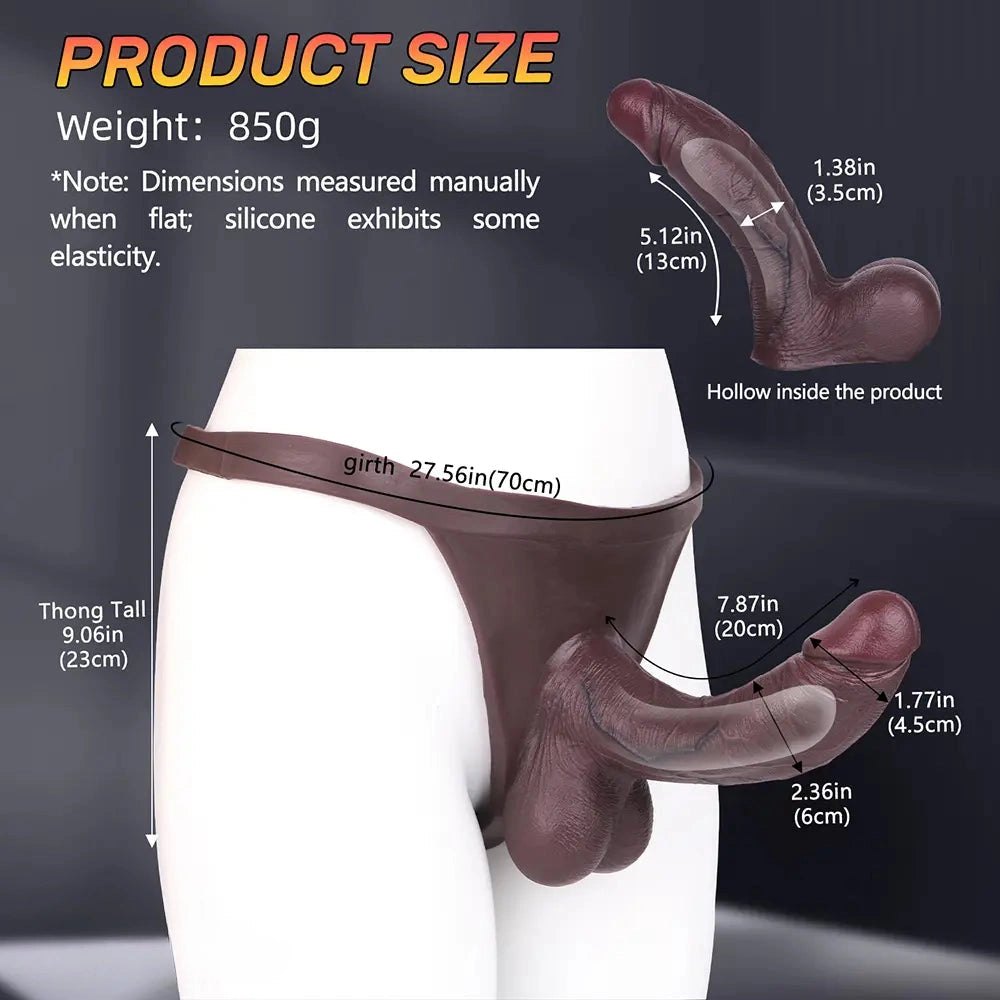 Coffee brown hollow strap-on dildo, photo 6