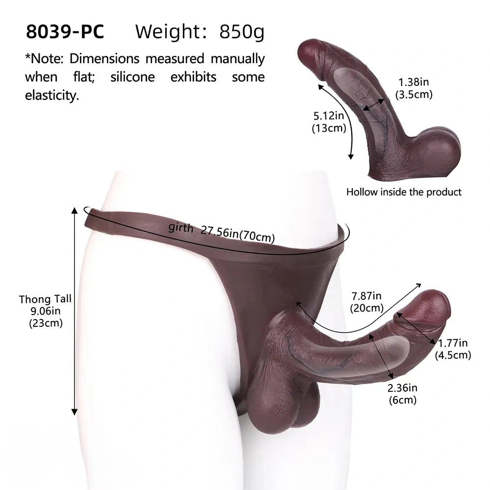 Coffee brown hollow strap-on dildo, photo 8