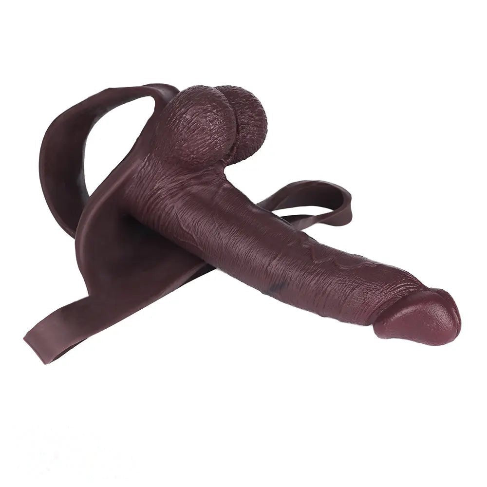 Coffee brown wearable strap-on dildo, photo 11