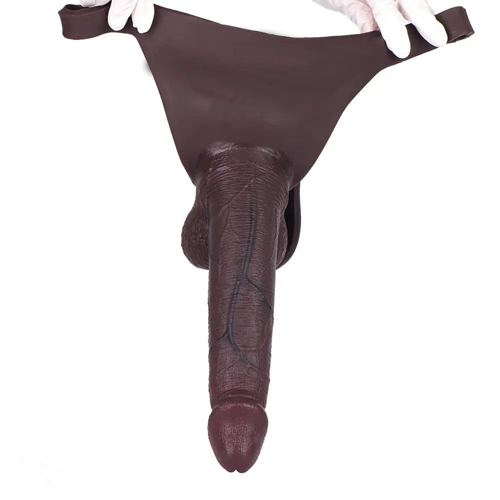 Coffee brown wearable strap-on dildo, photo 12