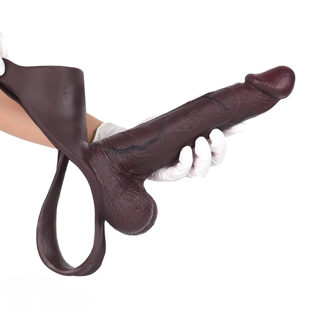 Coffee brown wearable strap-on dildo, photo 13