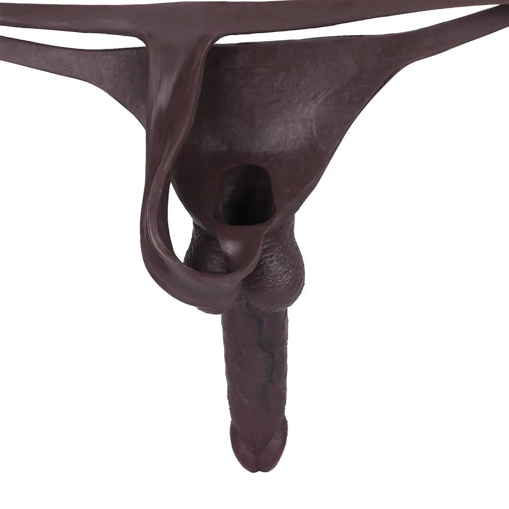 Coffee brown wearable strap-on dildo, photo 14
