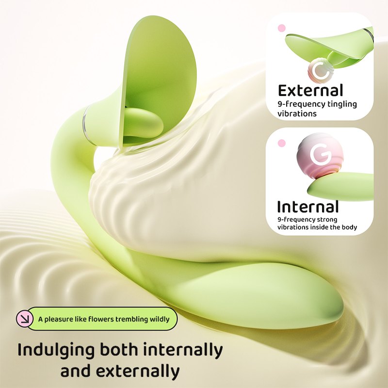 Green honey bee clitoral sucker and g-spot wand duo set, photo 4