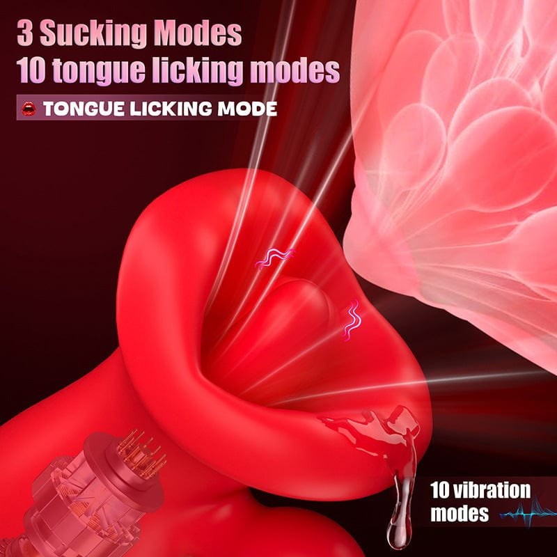 Red honey kiss suction vibrator with anal bead tail, photo 2