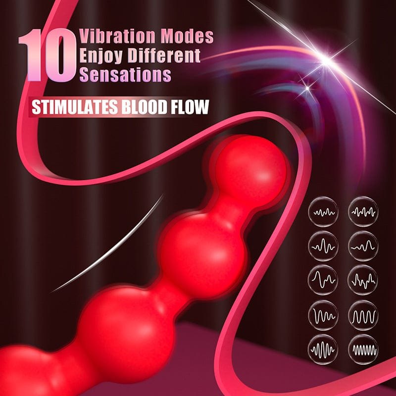 Red honey kiss suction vibrator with anal bead tail, photo 4