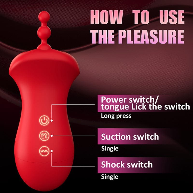 Red honey kiss suction vibrator with anal bead tail, photo 7