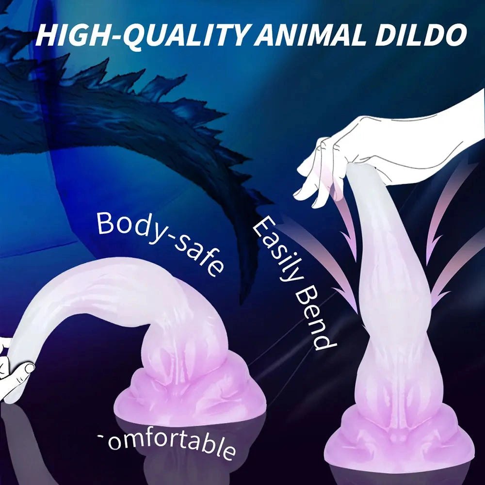 White to purple curved tentacle-horn fantasy dildo, photo 11