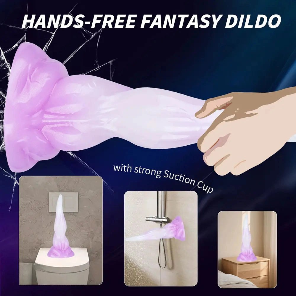 White to purple curved tentacle-horn fantasy dildo, photo 12