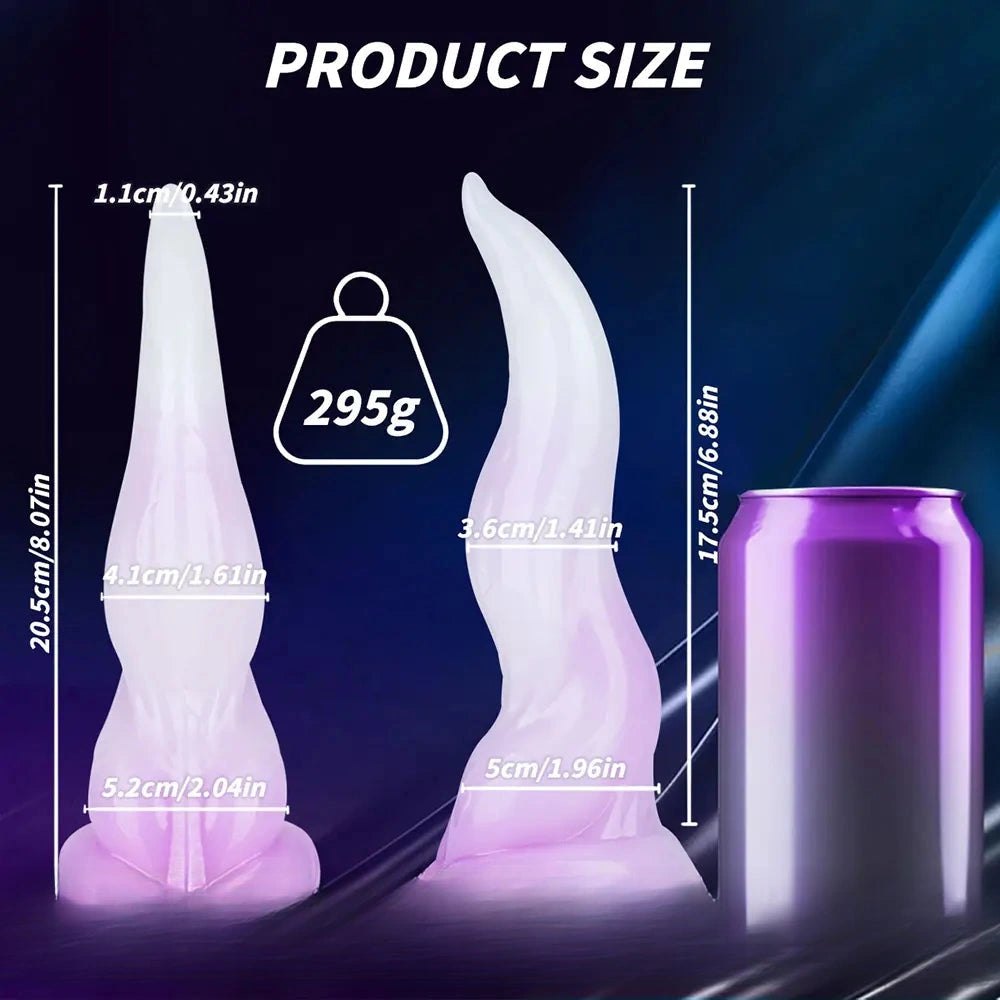 White to purple curved tentacle-horn fantasy dildo, photo 13