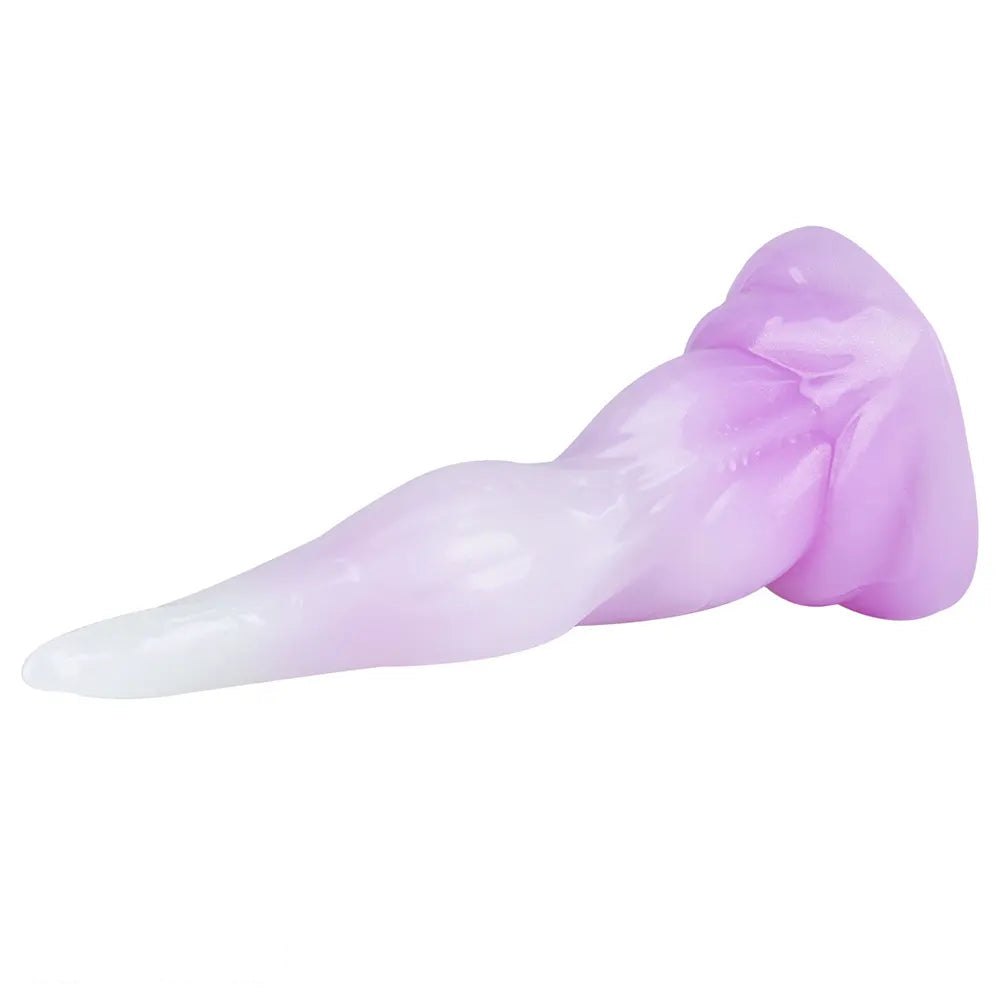 White to purple curved tentacle-horn fantasy dildo, photo 5
