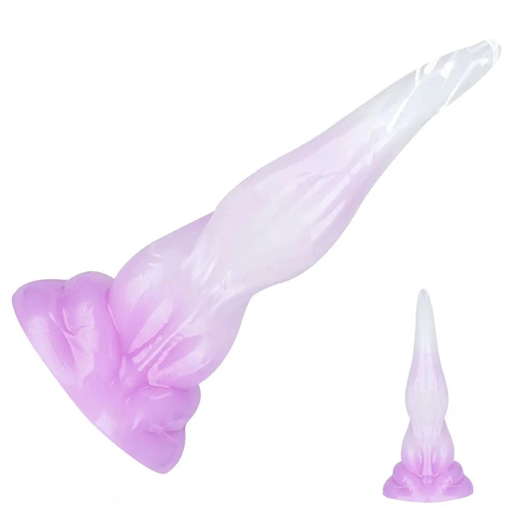 White to purple curved tentacle-horn fantasy dildo, photo 6