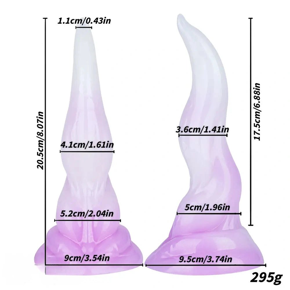 White to purple curved tentacle-horn fantasy dildo, photo 7