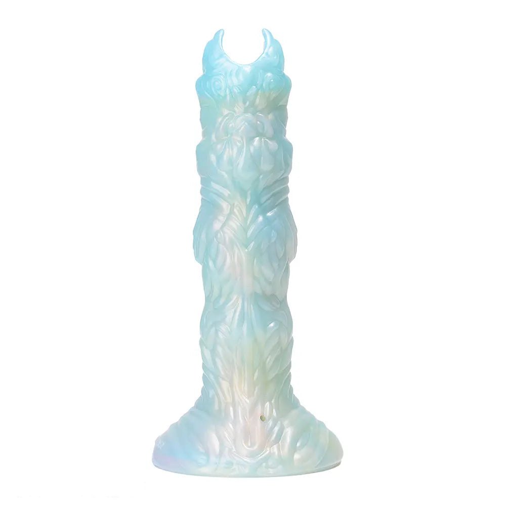 Teal pearlescent horned tentacle fantasy dildo, photo 1