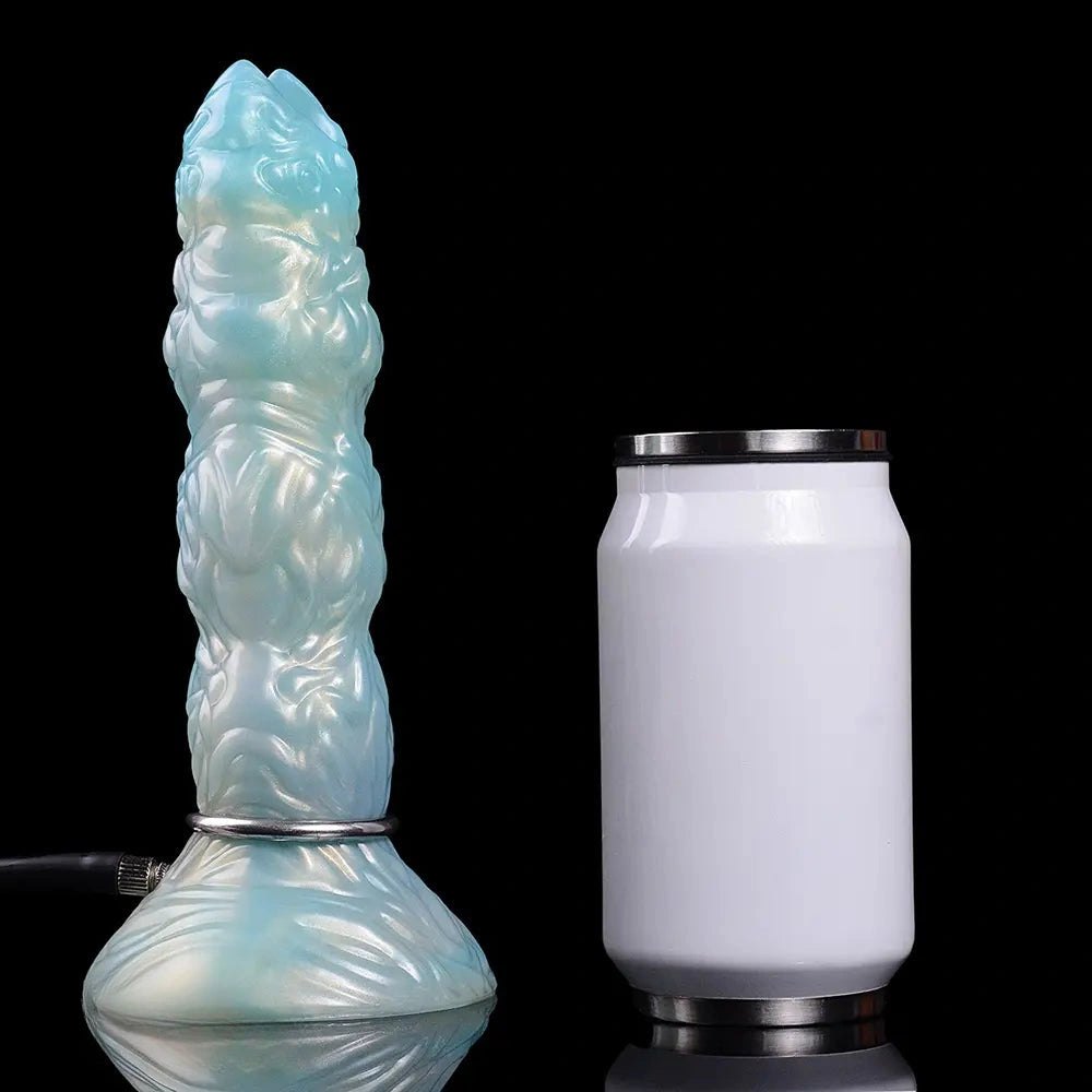 Teal pearlescent horned tentacle fantasy dildo, photo 15