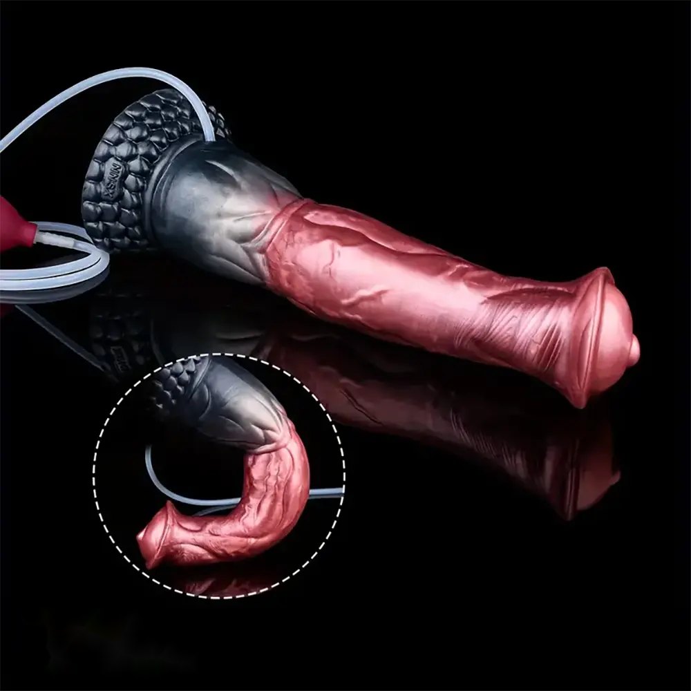 Knotted horse silicone dildo with squirt bulb, photo 4