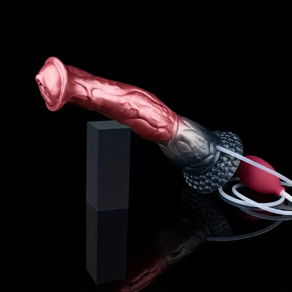Knotted horse silicone dildo with squirt bulb, photo 5