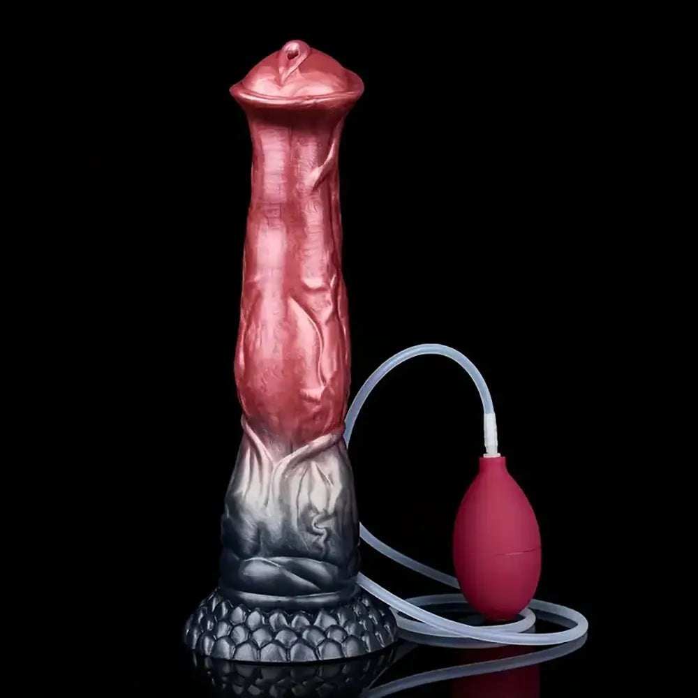 Knotted horse silicone dildo with squirt bulb, photo 6