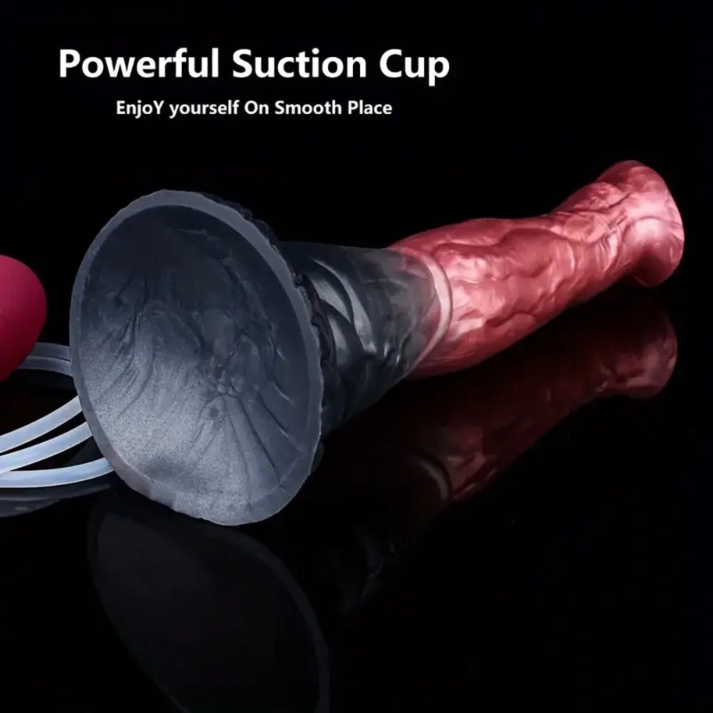 Knotted horse silicone dildo with squirt bulb, photo 7