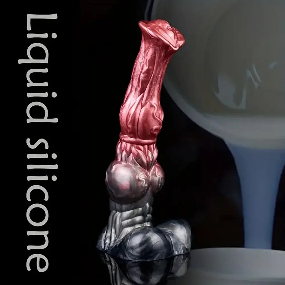Red and black horse fantasy knot dildo, photo 2