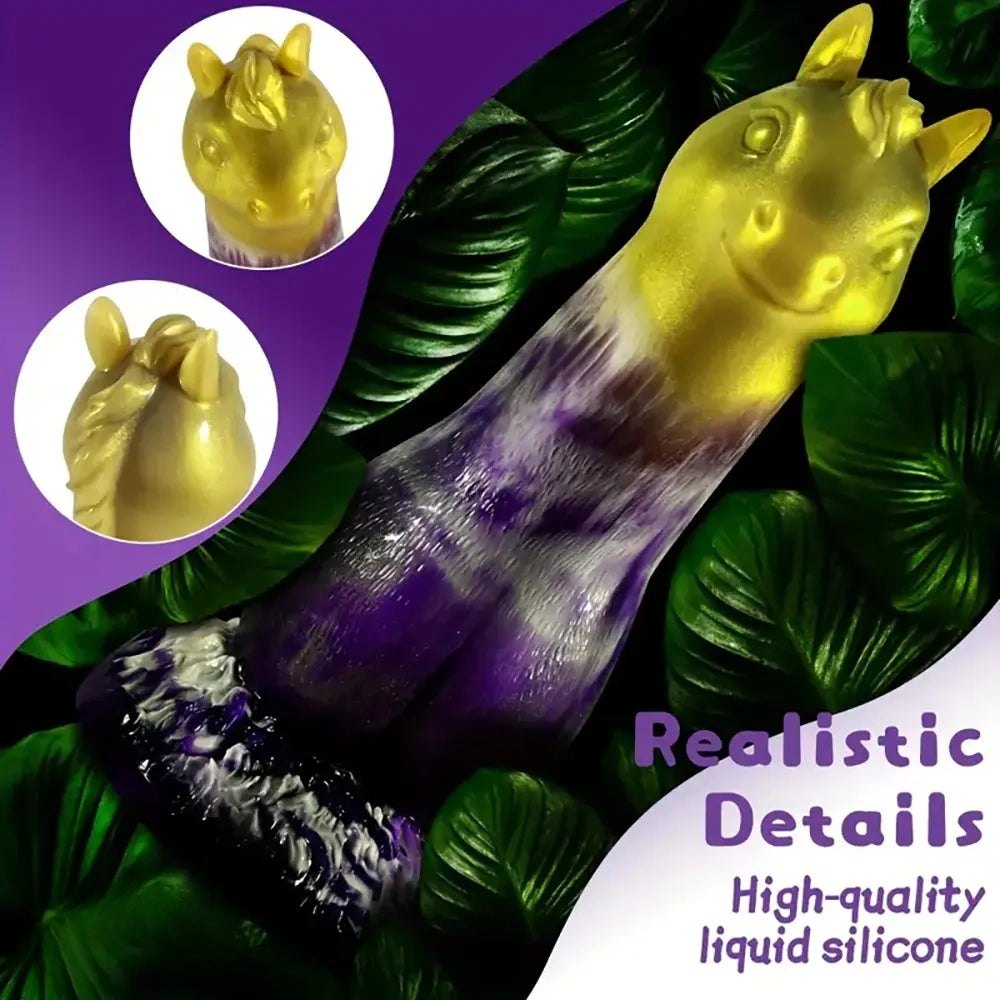 Horse-head fantasy dildo with textured base, photo 2