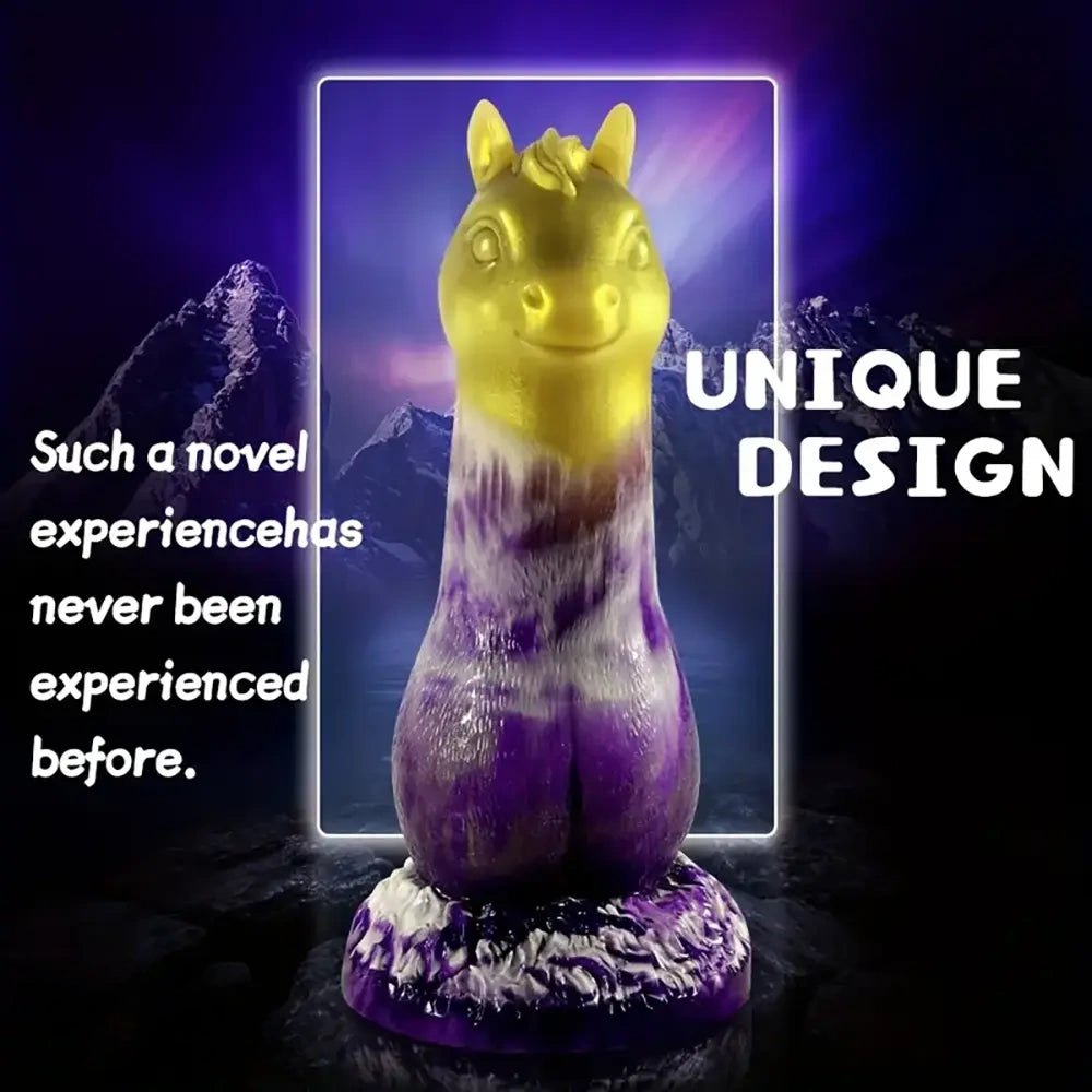 Horse-head fantasy dildo with textured base, photo 3