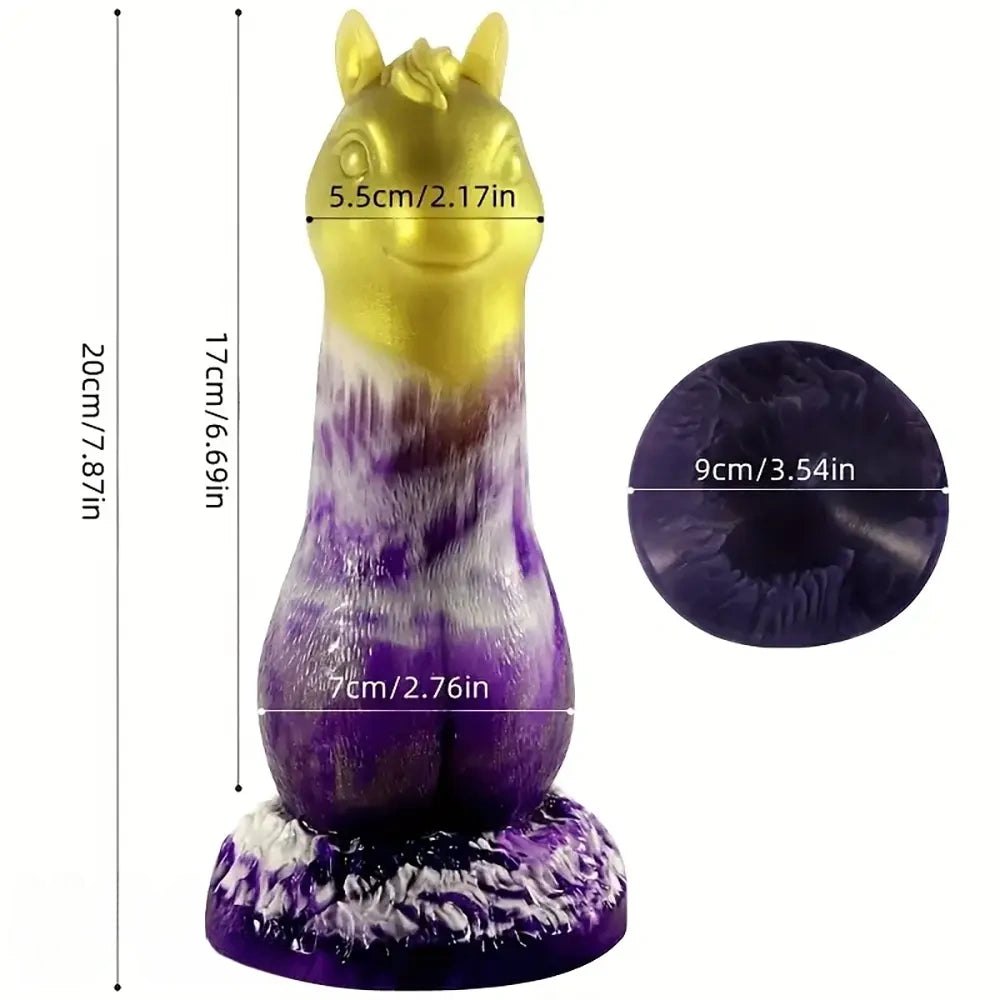 Horse-head fantasy dildo with textured base, photo 4
