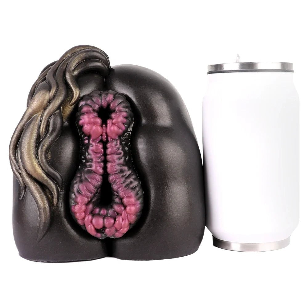 Ebony horse fantasy masturbator with golden mane and fuchsia ring, photo 6