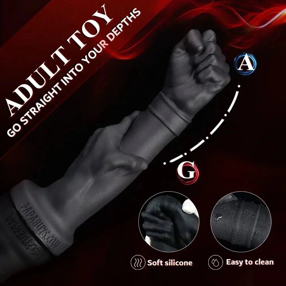 Black fist shaped silicone dildo, photo 2